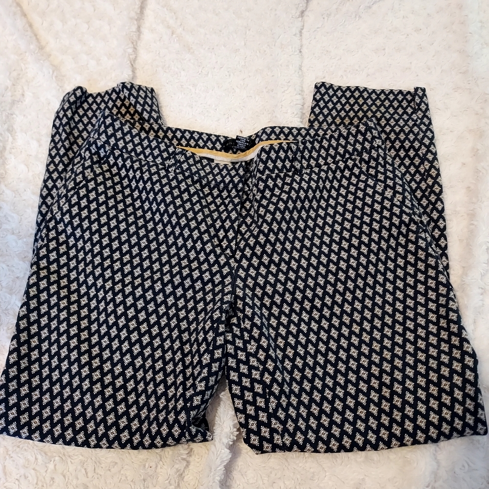 Willi Smith blue Cotton geometric print ankle pant size 6 Office Travel Academia